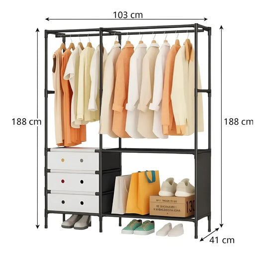 Clóset Organizador Armable Doble Con Perchero Y Cajonera