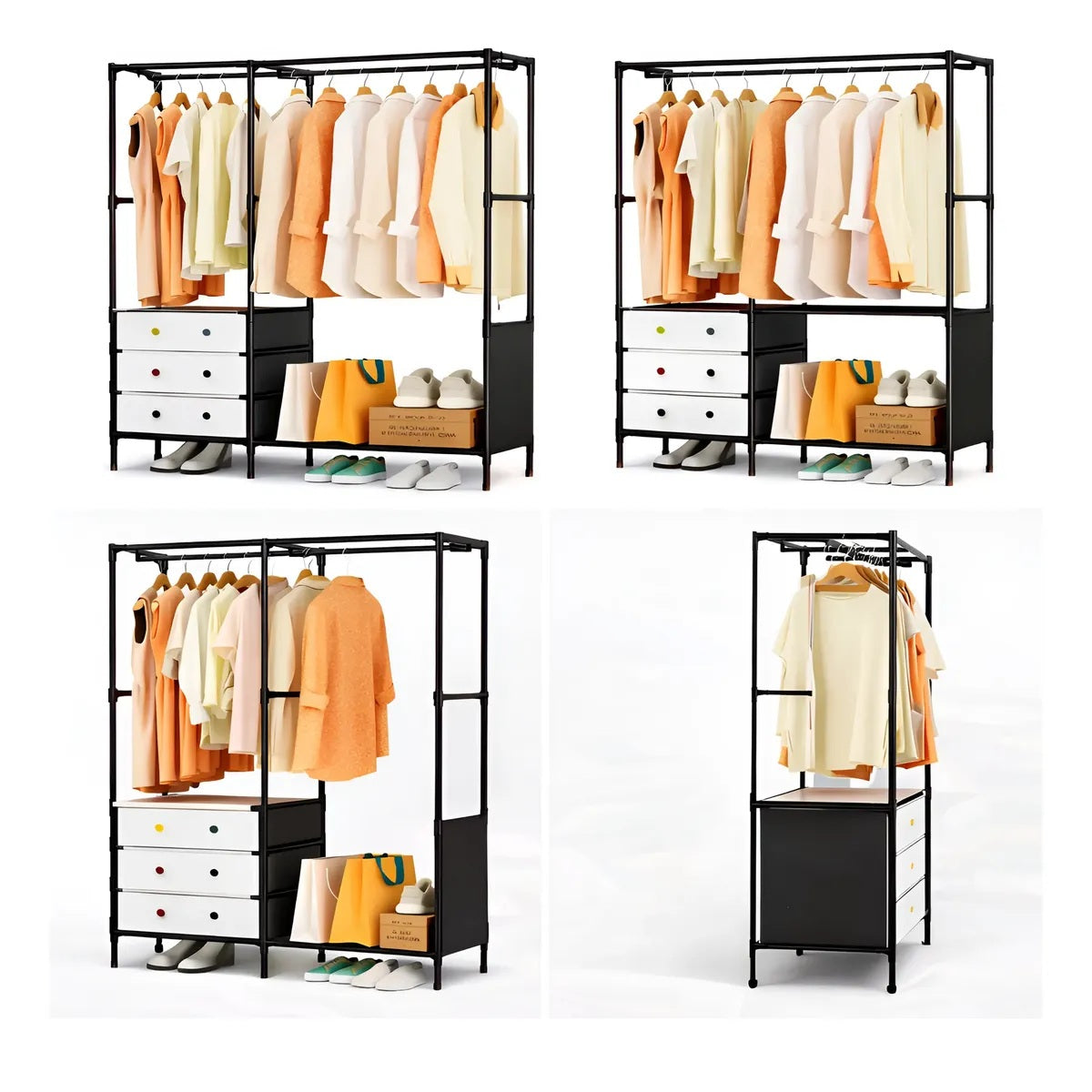 Clóset Organizador Armable Doble Con Perchero Y Cajonera
