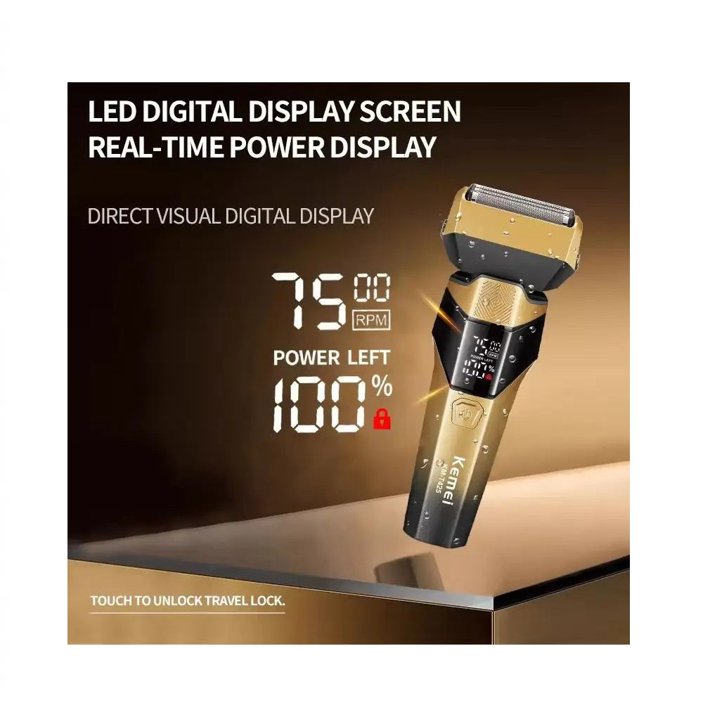 Afeitadora Eléctrica Profesional Kemei KM-T425 con Pantalla Digital LED