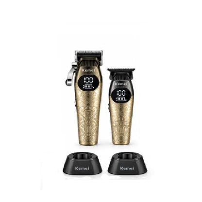 Kit De Barbería Profesional Kemei KM-1972 – Cortadora + Patillera Trimmer