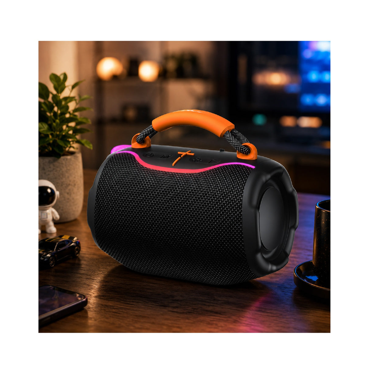 Parlante Portátil Bluetooth Bass Kult B73 Con Luz RGB Y Manija De Transporte