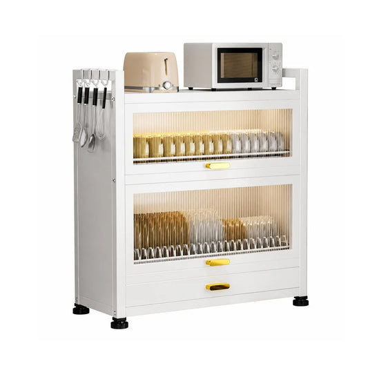 Alacena Organizadora y Escurridor De Cocina De 2 Niveles Con Puertas