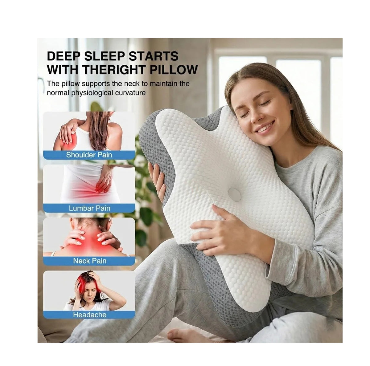 Almohada Ortopédica Cervical Ergonómica 2 En 1