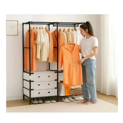 Clóset Organizador Armable Doble Con Perchero Y Cajonera
