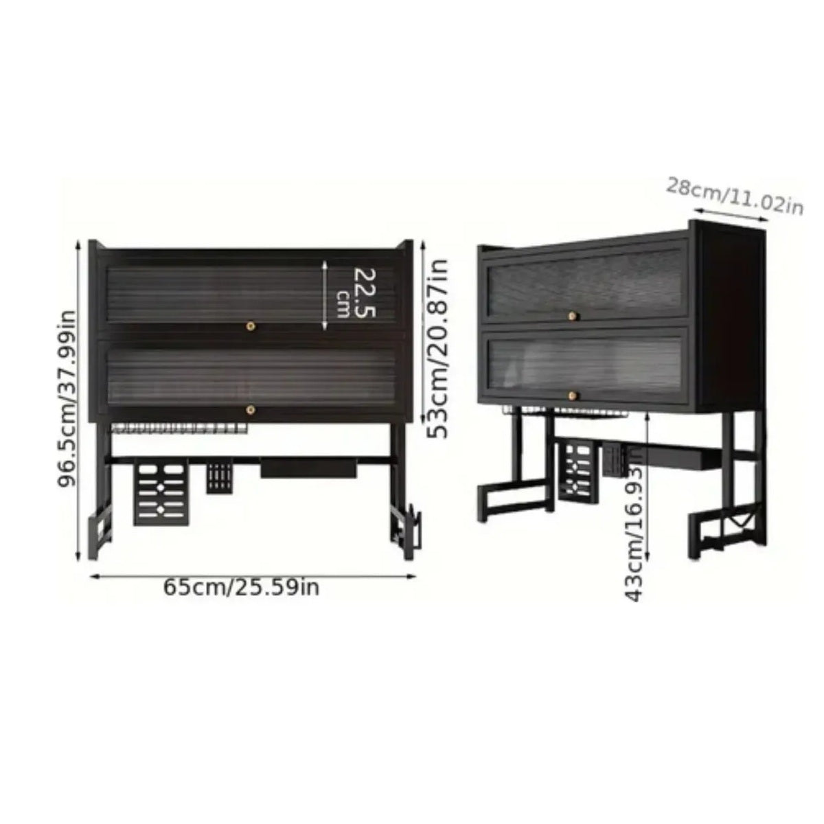 Escurridor De Platos Doble Con Gabinete Y Puertas Abatibles