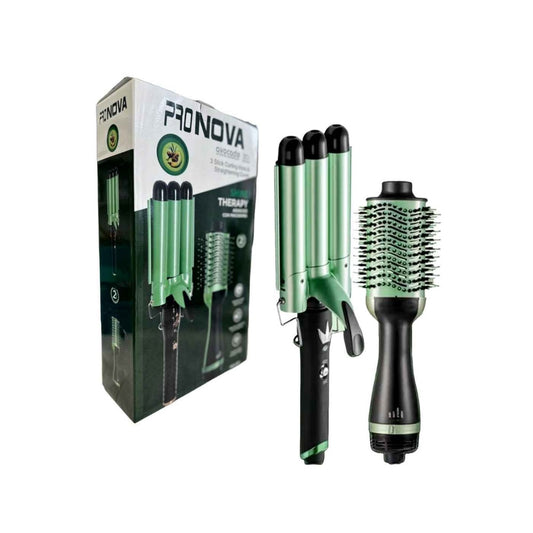 Combo Cepillo Secador Para Cabello Con Pinza Rizadora