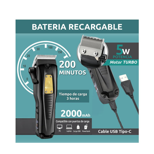 Máquina De Cabello Profesional Vgr V-651 Turbo Usb 8 Peines