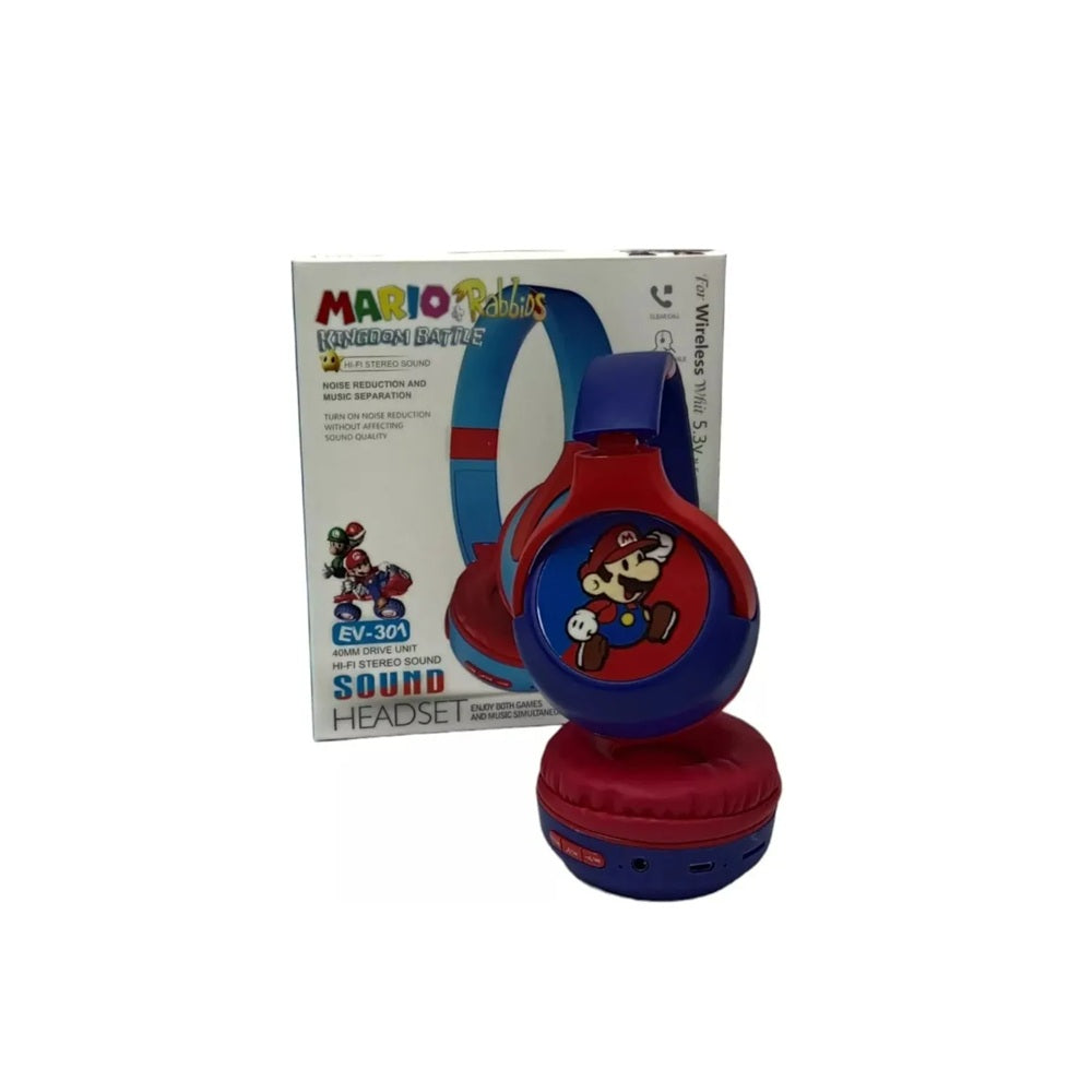 Audifonos Diadema Mario Bros Bluetooth Microfono Recargables